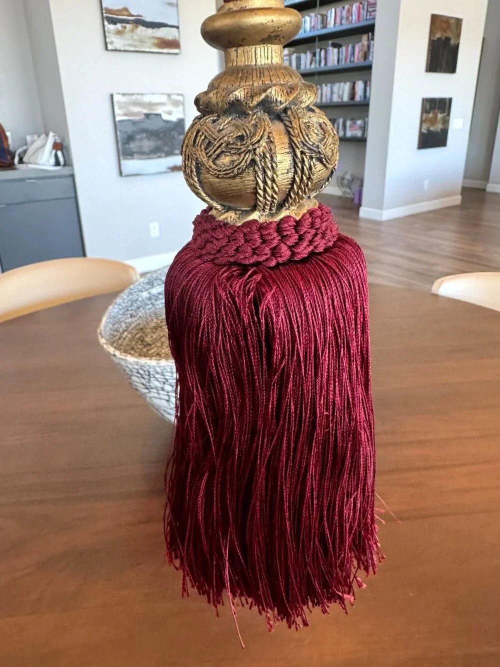Burgundy and Gold Curtain Drapery Tie-Back Tassel 24